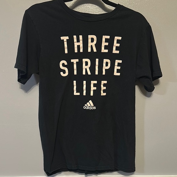 adidas Tops - Adidas Black Three Stripe Life Tee Short Sleeve
